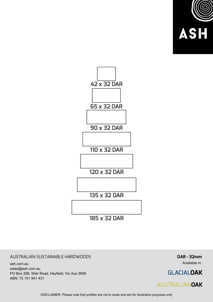 DAR 32mm profiles available from Australian Sustainable Hardwoods (ASH) in Australian Oak timber