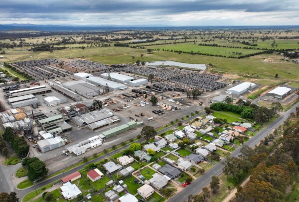 Ariel view of ASH timber mill located in Heyfield, Victoria