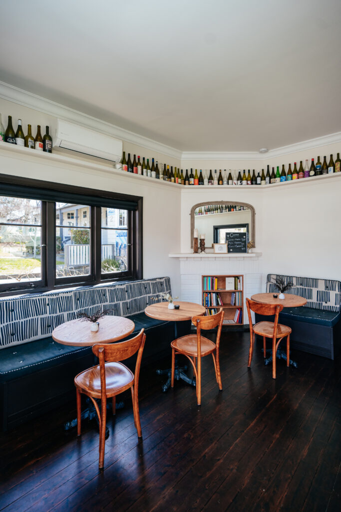 Furniture made with Glacial Oak featured in Frankie & Mo's wine bar in the Blue Mountains.