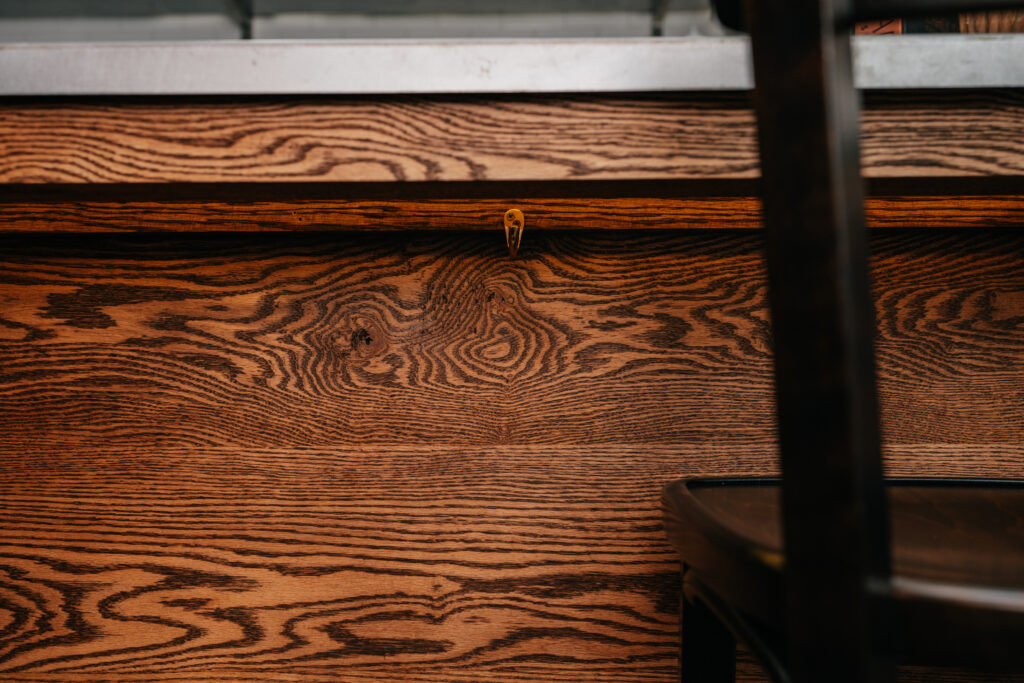 Furniture made with Glacial Oak featured in Frankie & Mo's wine bar in the Blue Mountains.