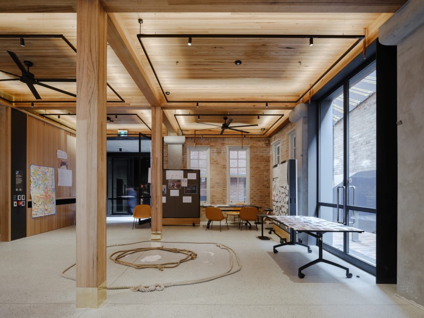 Boot Factory in Bondi Junction featuring MASSLAM by ASH, fabricated by Specialised Timber Fabricators.