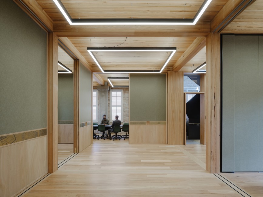 Boot Factory in Bondi Junction featuring MASSLAM by ASH, fabricated by Specialised Timber Fabricators.