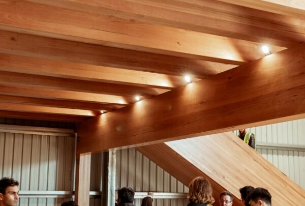 MASSLAM-Open-Day (102)_web Attendees at ASH's MASSLAM Open Day getting a close up look at our Advanced Timber Composite Flooring (ATC) solution.