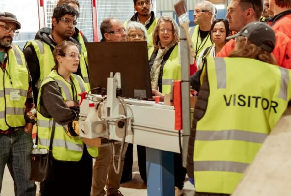 MASSLAM-Open-Day (27)_web Witnessing ASH's state-of-the-art and impressive CNC machining capabilities with the Hundegger K2i at our MASSLAM Open Day held at our mass timber manufacturing facility in Heyfield, Victoria.