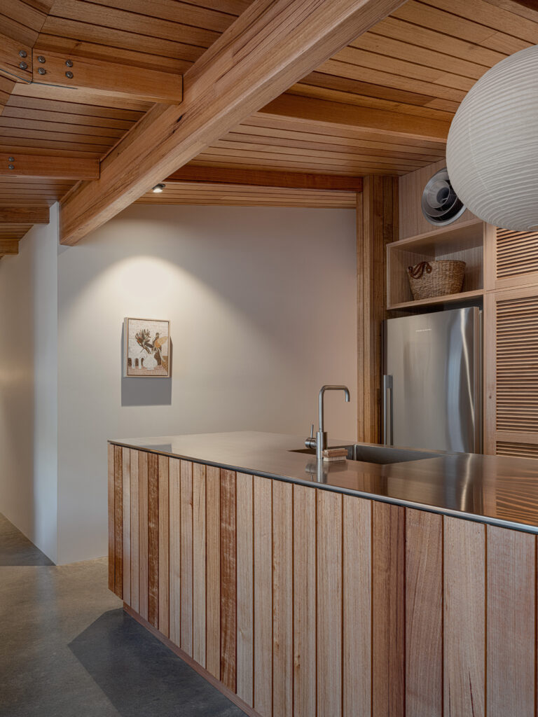 Normanville Beach House by Adam Johnson Design features Australia Oak internally and IronAsh externally.