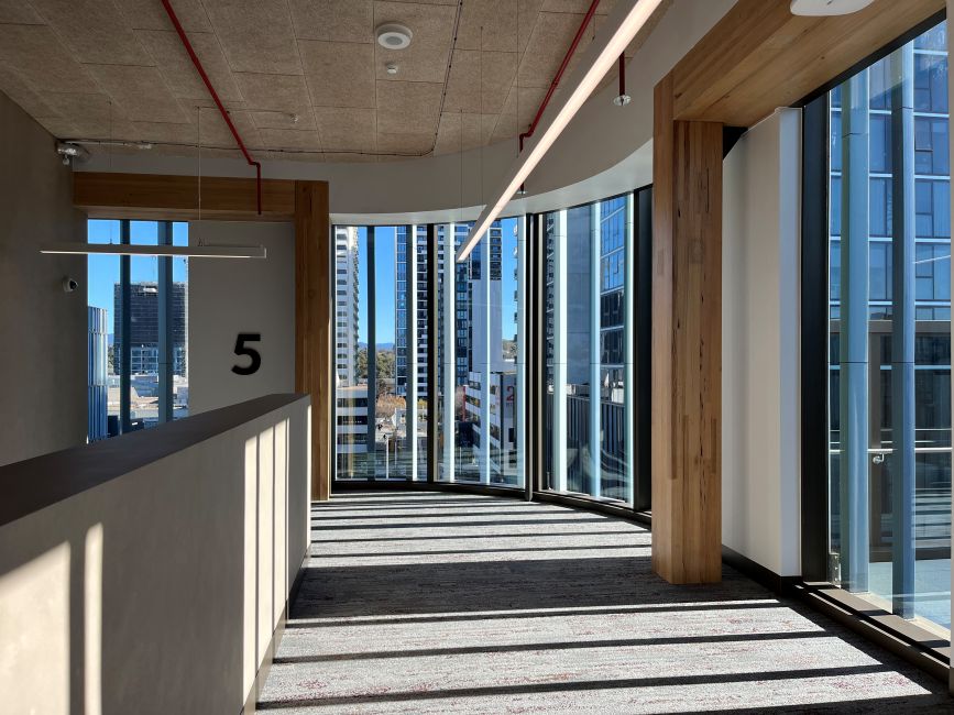 Canberra Institute of Technology (CIT) Woden campus featuring Australian Oak mass engineered timber (MASSLAM)