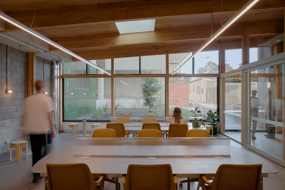 Plantation Oak MASSLAM by ASH brings function and warmth to an overlooked thoroughfare.