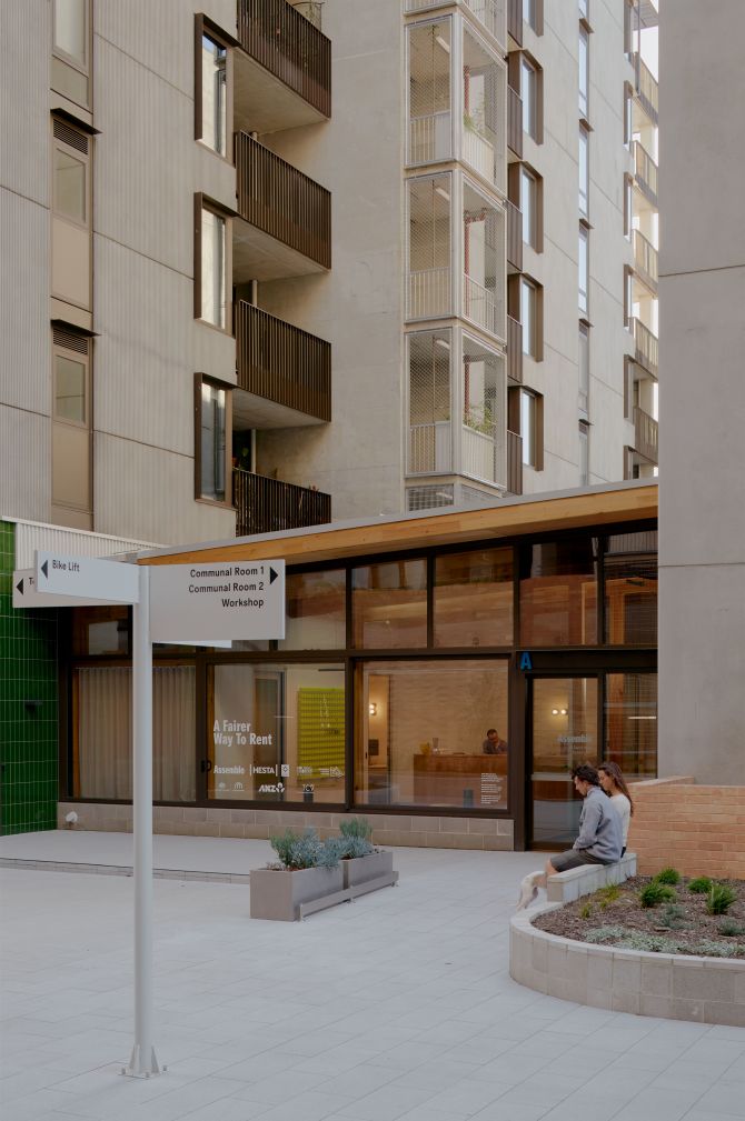 Plantation Oak MASSLAM by ASH brings function and warmth to an overlooked thoroughfare.