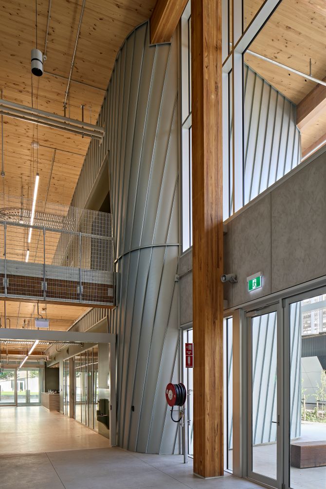 Tonsley Technical College - Factory of the Future is SA's first glulam and CLT building. Featuring ASH's MASSLAM columns and beams throughout.
