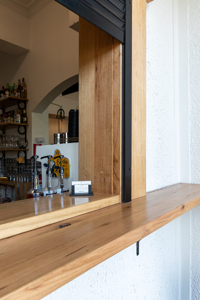 The Cowwarr Hotel in regional Victoria, has new owners and a fresh new renovation. Featuring ASH Australian Oak and IronAsh hardwood including lining, cladding, custom mouldings, DAR and sawn, picnic tables, handrails, table and bench tops.