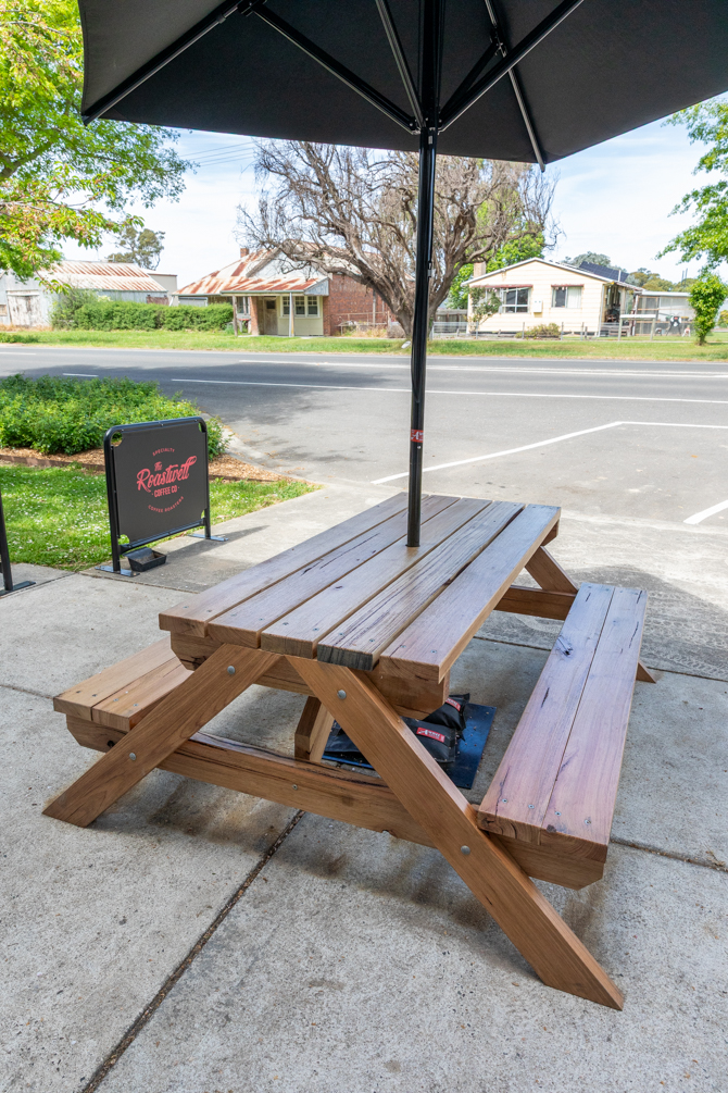 The Cowwarr Hotel in regional Victoria, has new owners and a fresh new renovation. Featuring ASH Australian Oak and IronAsh hardwood including lining, cladding, custom mouldings, DAR and sawn, picnic tables, handrails, table and bench tops.